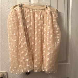 Ethereal  Vintage Inspired Cream Polka Dot Tulle A-Line Skirt